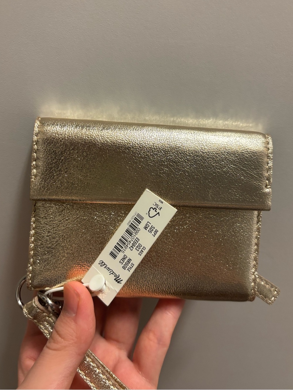 Madewell NWT Metallic Gold Card Wallet Wristlet Mini